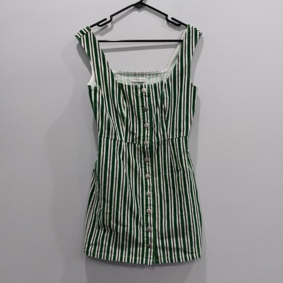 Urban Outfitters Green Pinstripe Retro Corduroy Dress Size 6 - Picture 2 of 7